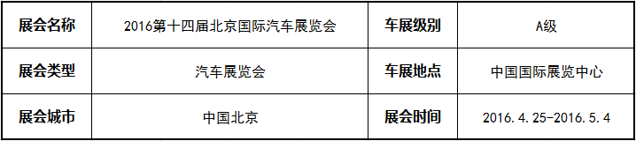2016第十四届北京国际汽车展览会观展指南(图2) 2016第十四届北京国际汽车展览会观展指南
