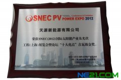 天源新能获得SNEC光伏太阳能展会吉瓦级金奖